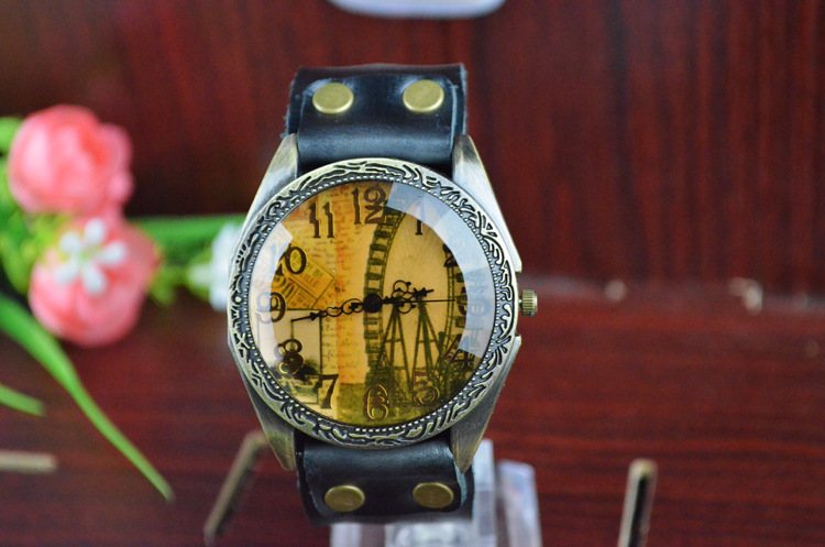 Fashion table Western style Retro Watch  Antique Big head Ferris wheel Creative student Watch