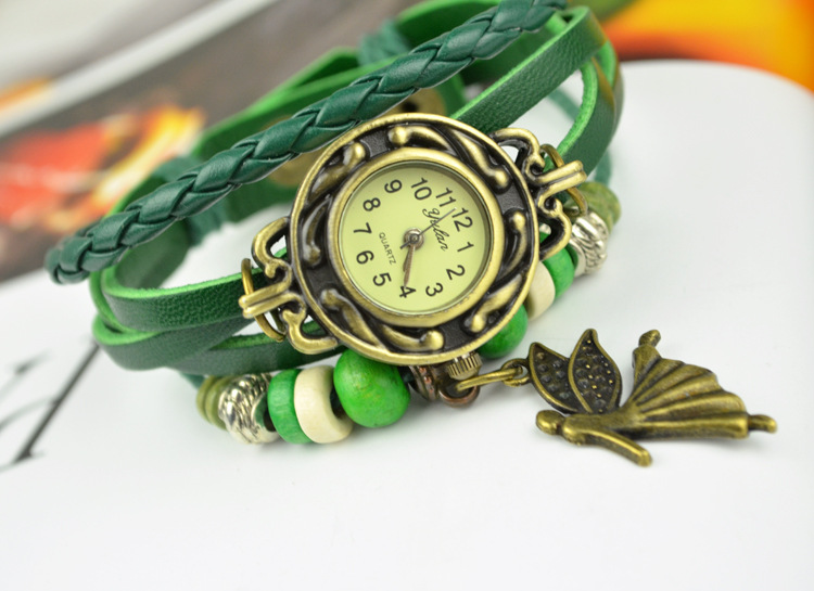 Folk-custom personality color Wooden beads Retro Bracelet Send girlfriend Girlfriends gift Watch