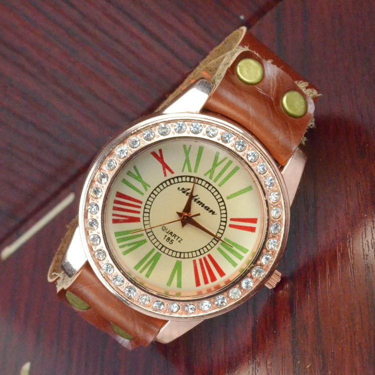 Rome digital Genuine Leather Retro Female watch Summer Cool Retro Watch