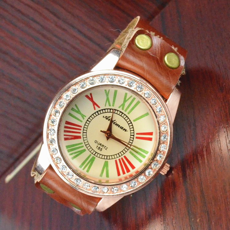Rome digital Genuine Leather Retro Female watch Summer Cool Retro Watch