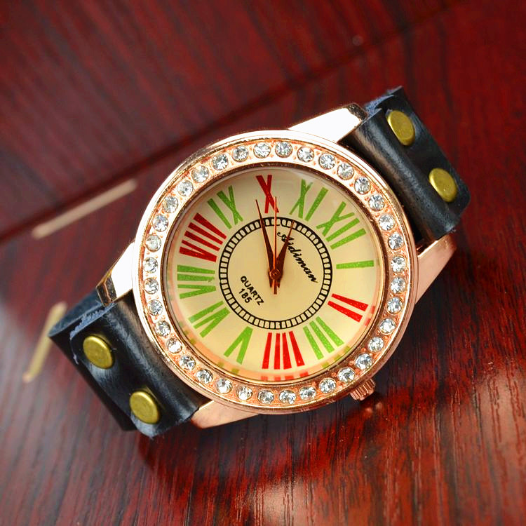 Rome digital Genuine Leather Retro Female watch Summer Cool Retro Watch