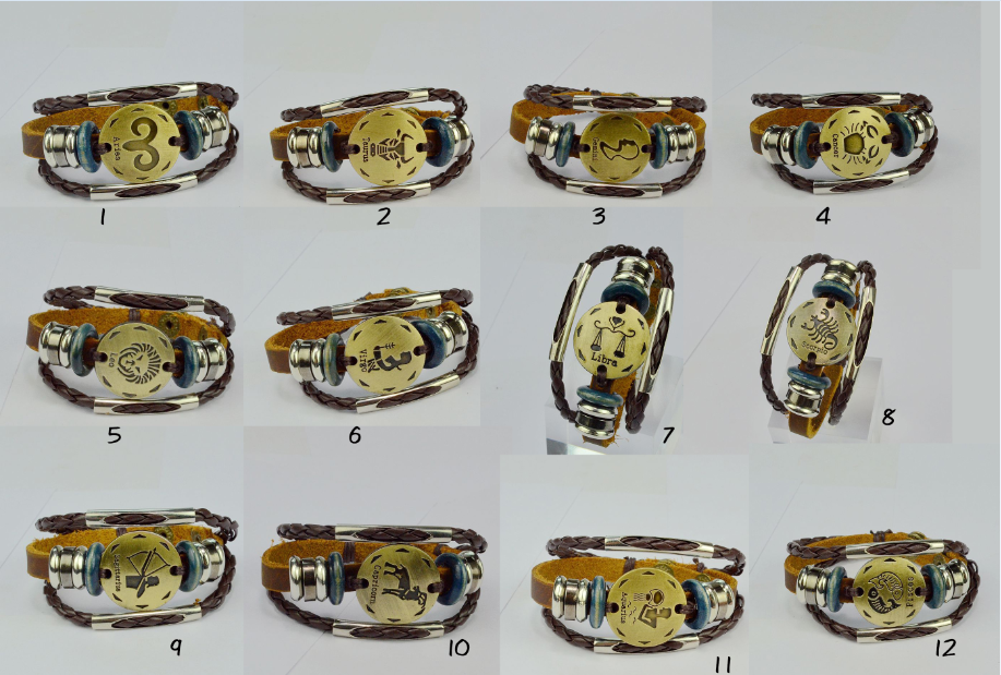 Twelve constellations Male bracelet Retro Couple Hand Strap Jewelry DIY bracelet Female bracelet