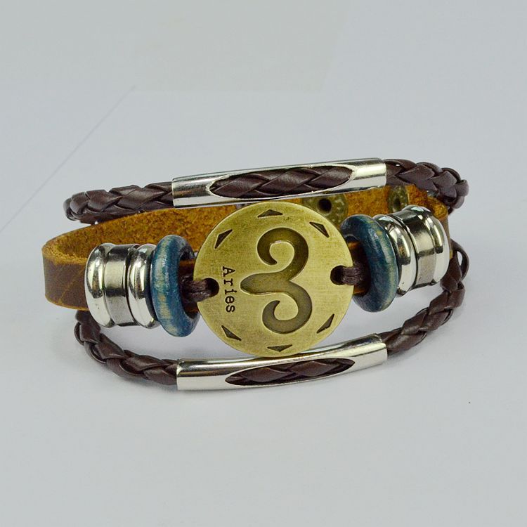 Twelve constellations Male bracelet Retro Couple Hand Strap Jewelry DIY bracelet Female bracelet