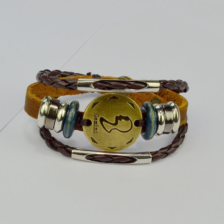 Twelve constellations Male bracelet Retro Couple Hand Strap Jewelry DIY bracelet Female bracelet
