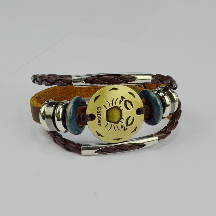 Twelve constellations Male bracelet Retro Couple Hand Strap Jewelry DIY bracelet Female bracelet