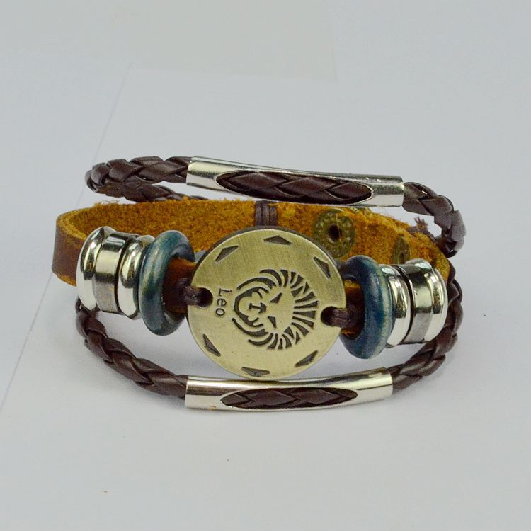 Twelve constellations Male bracelet Retro Couple Hand Strap Jewelry DIY bracelet Female bracelet