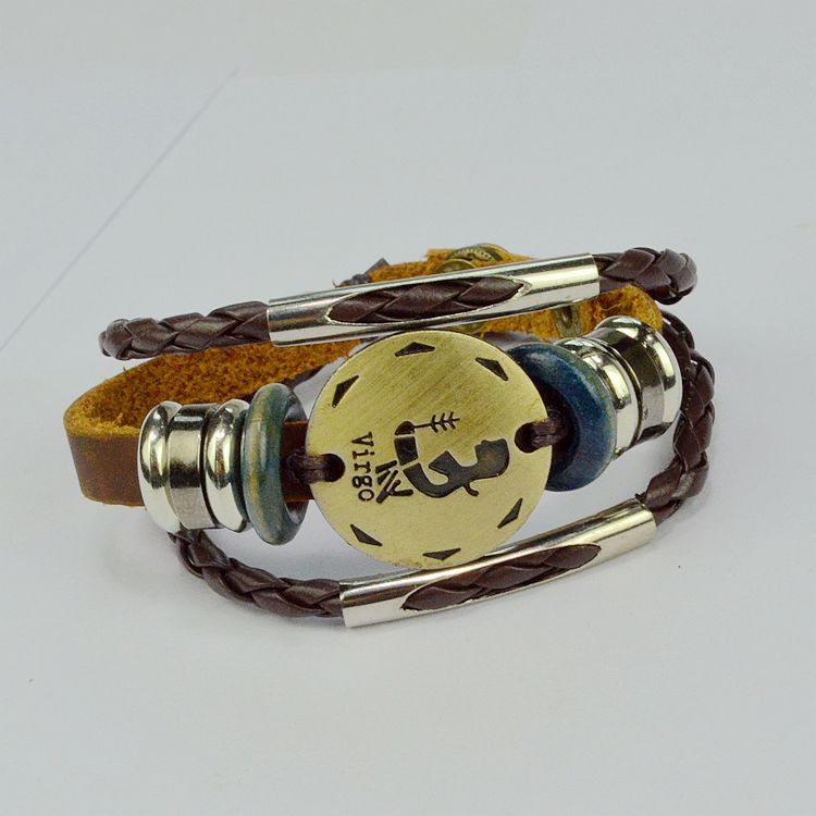 Twelve constellations Male bracelet Retro Couple Hand Strap Jewelry DIY bracelet Female bracelet