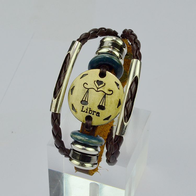 Twelve constellations Male bracelet Retro Couple Hand Strap Jewelry DIY bracelet Female bracelet