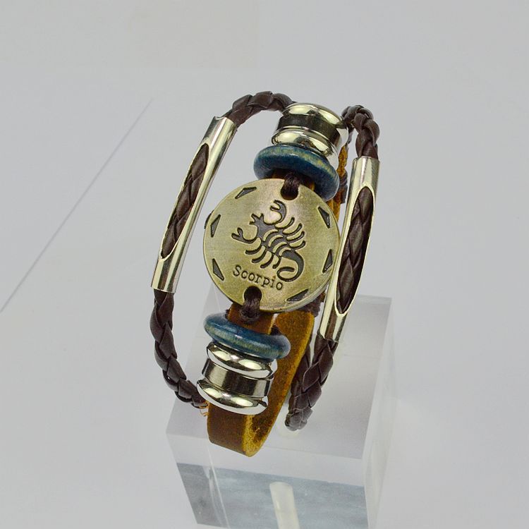 Twelve constellations Male bracelet Retro Couple Hand Strap Jewelry DIY bracelet Female bracelet