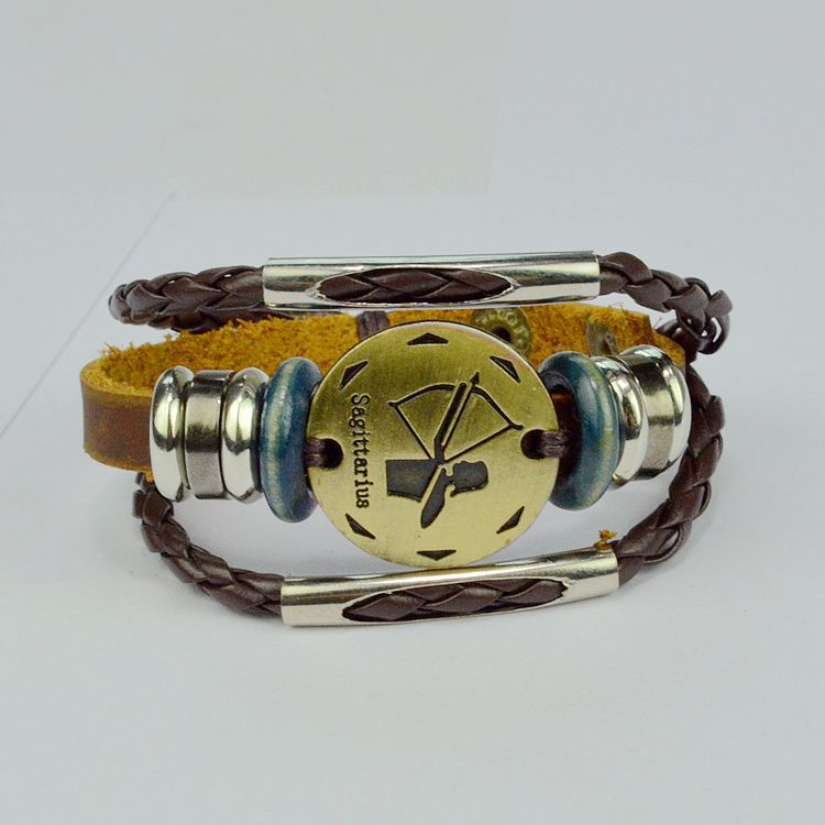 Twelve constellations Male bracelet Retro Couple Hand Strap Jewelry DIY bracelet Female bracelet