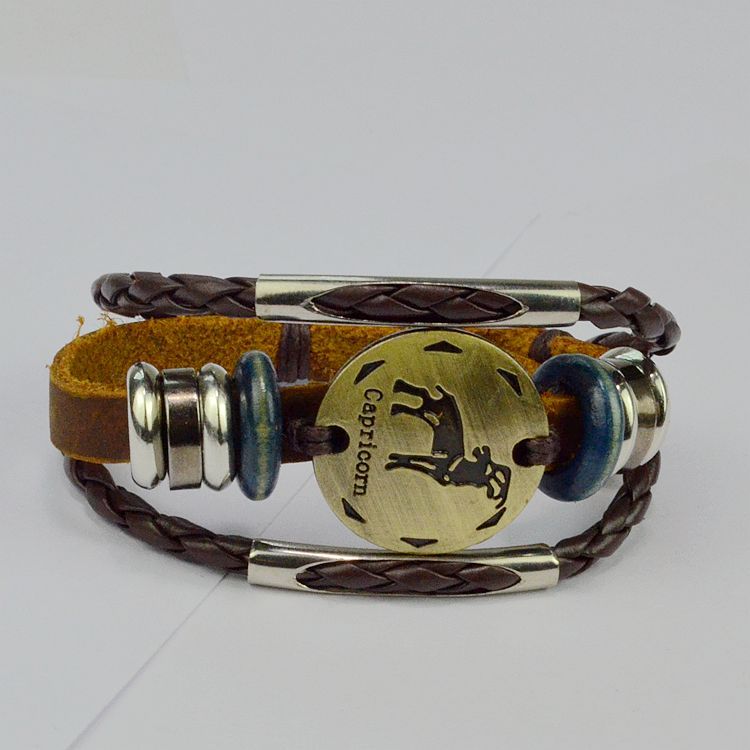 Twelve constellations Male bracelet Retro Couple Hand Strap Jewelry DIY bracelet Female bracelet