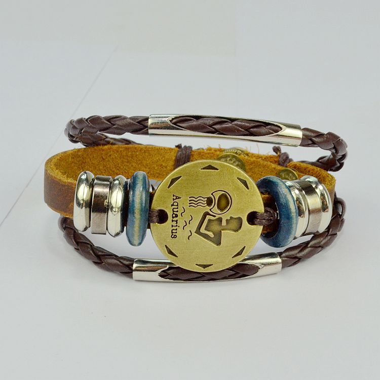 Twelve constellations Male bracelet Retro Couple Hand Strap Jewelry DIY bracelet Female bracelet