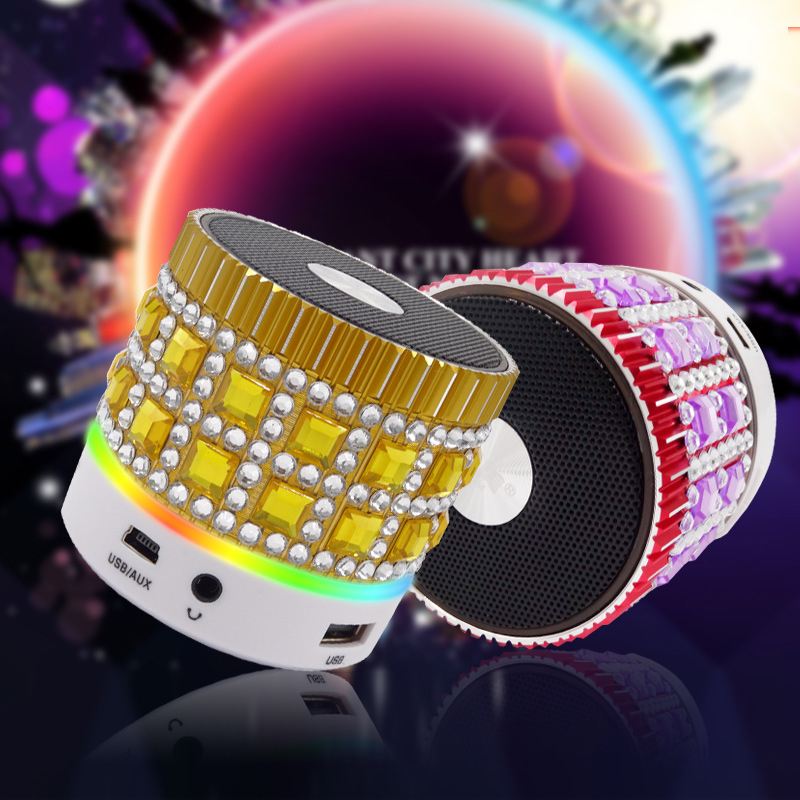 Card Mini Crystal Bluetooth Speaker Wireless Bass Led Small Sound