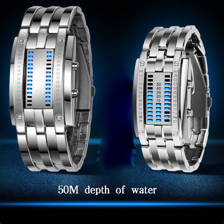 Waterproof led Tungsten Steel table trend Fashion Men and Women Student Cool alloy Digital Watch