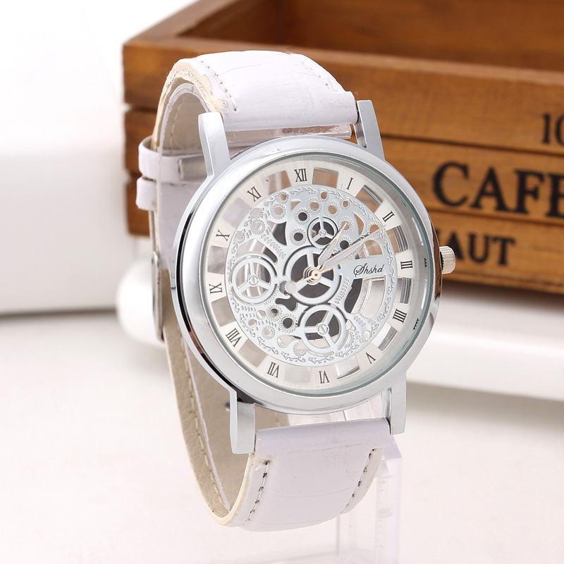 Fashion Non-mechanical Hollow Table Men Business Leisure Gold face gear Quartz Watches