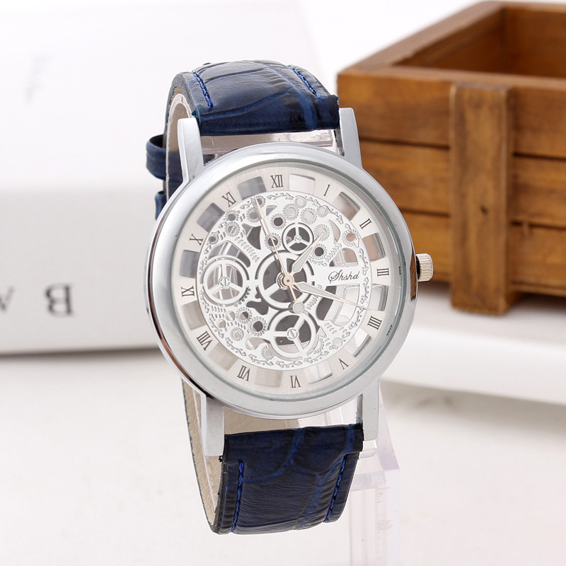 Fashion Non-mechanical Hollow Table Men Business Leisure Gold face gear Quartz Watches