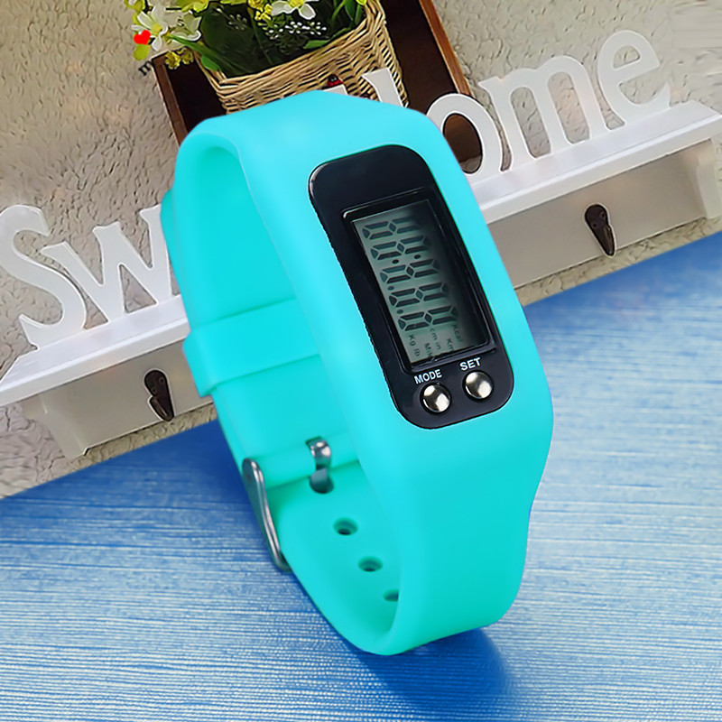 LCD Waterproof Pedometer Watch Fashion Movement Cali Road Silica gel electronic Hand ring table