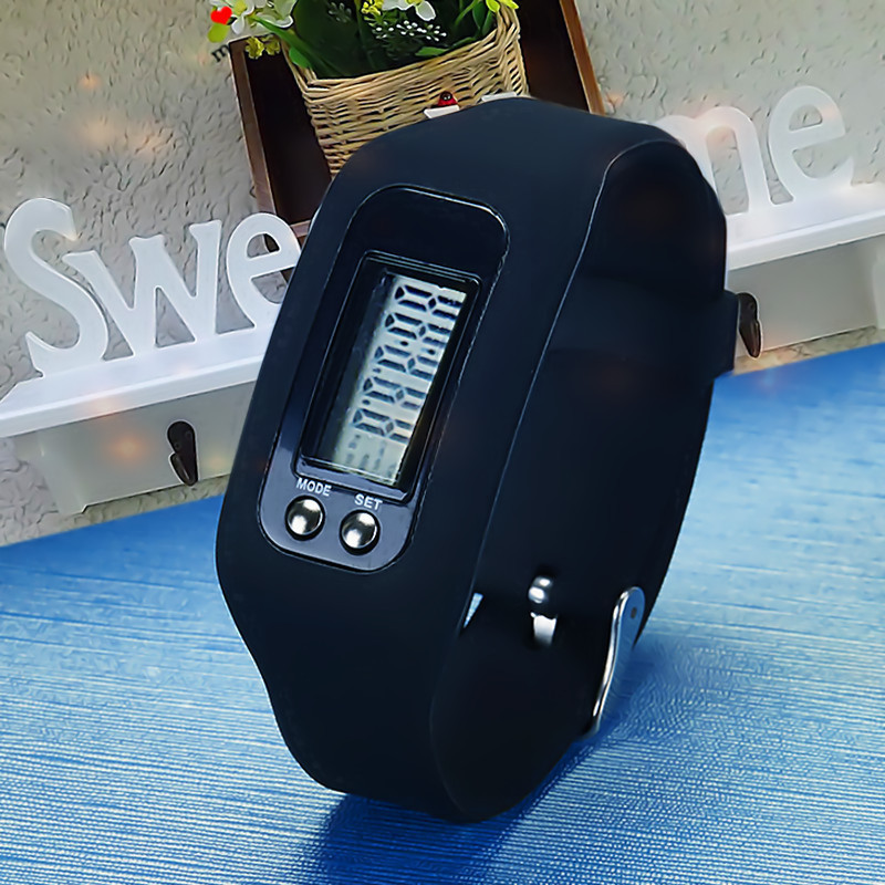 LCD Waterproof Pedometer Watch Fashion Movement Cali Road Silica gel electronic Hand ring table