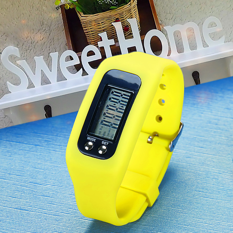 LCD Waterproof Pedometer Watch Fashion Movement Cali Road Silica gel electronic Hand ring table