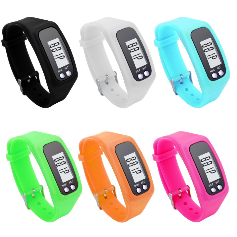 LCD Waterproof Pedometer Watch Fashion Movement Cali Road Silica gel electronic Hand ring table
