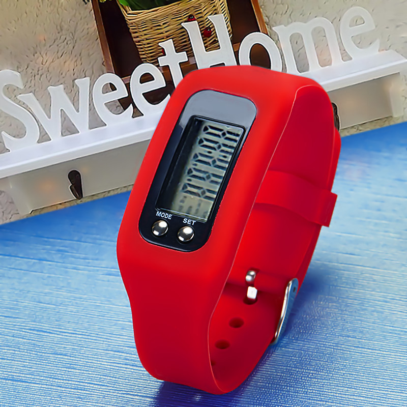 LCD Waterproof Pedometer Watch Fashion Movement Cali Road Silica gel electronic Hand ring table