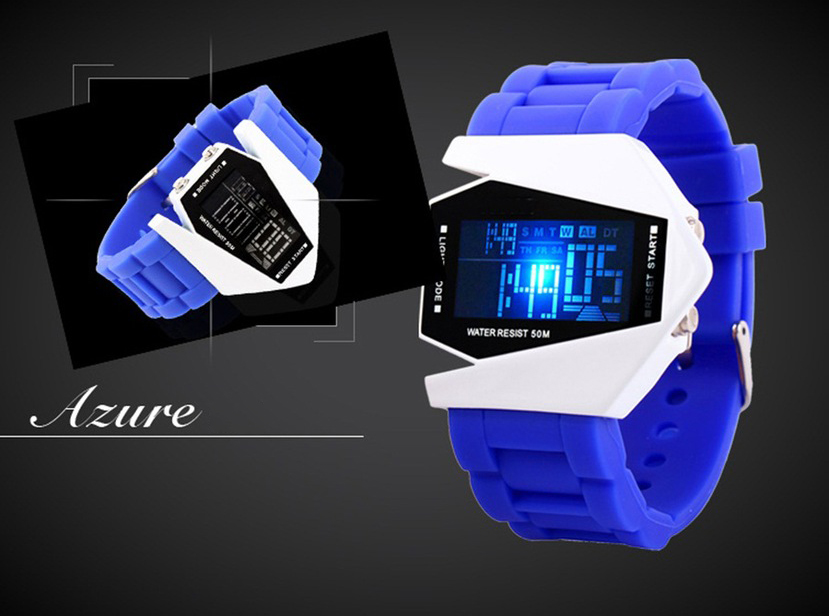 Fashion Personality Colorful Student Waterproof Multifunction digital watch Couple aircraft Watch