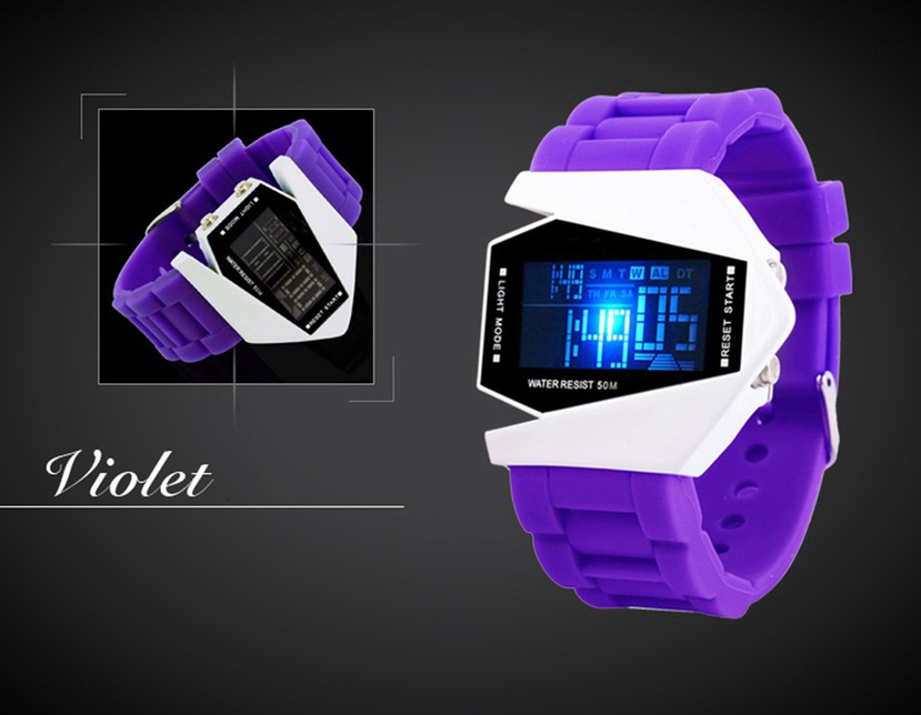 Fashion Personality Colorful Student Waterproof Multifunction digital watch Couple aircraft Watch