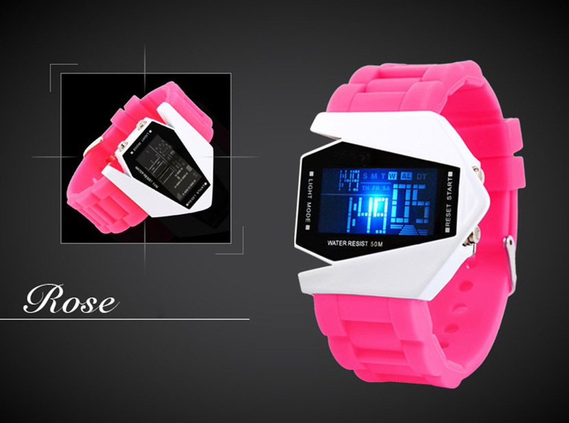 Fashion Personality Colorful Student Waterproof Multifunction digital watch Couple aircraft Watch