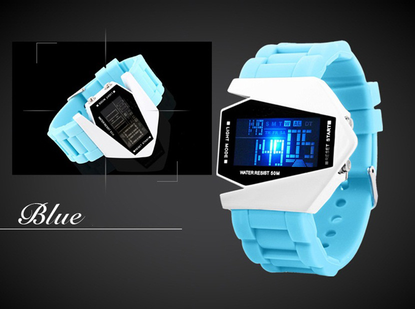 Fashion Personality Colorful Student Waterproof Multifunction digital watch Couple aircraft Watch