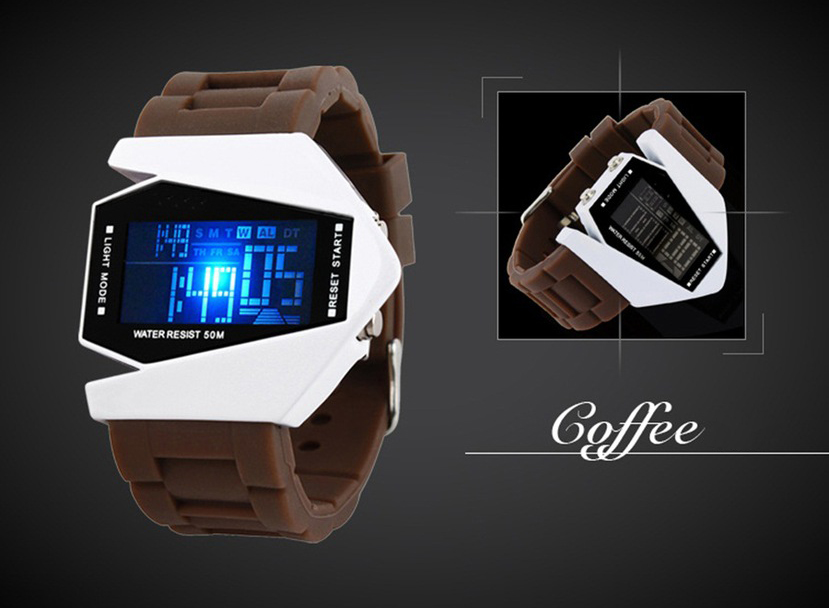 Fashion Personality Colorful Student Waterproof Multifunction digital watch Couple aircraft Watch