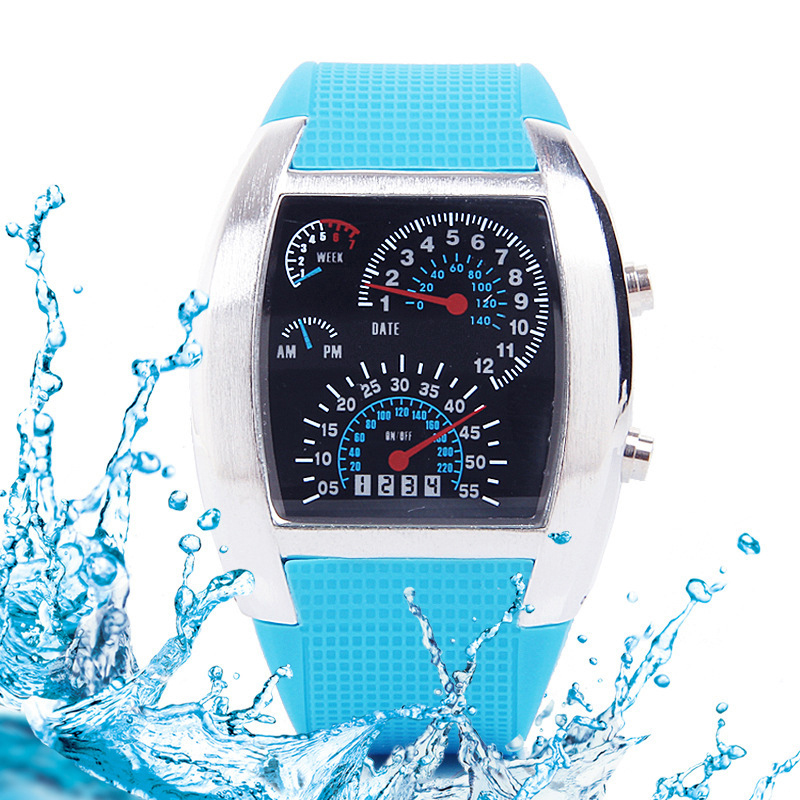 Fashion Dash Board Led flight Table Creative Sports Car dial digital Watch Personality Sector Watch