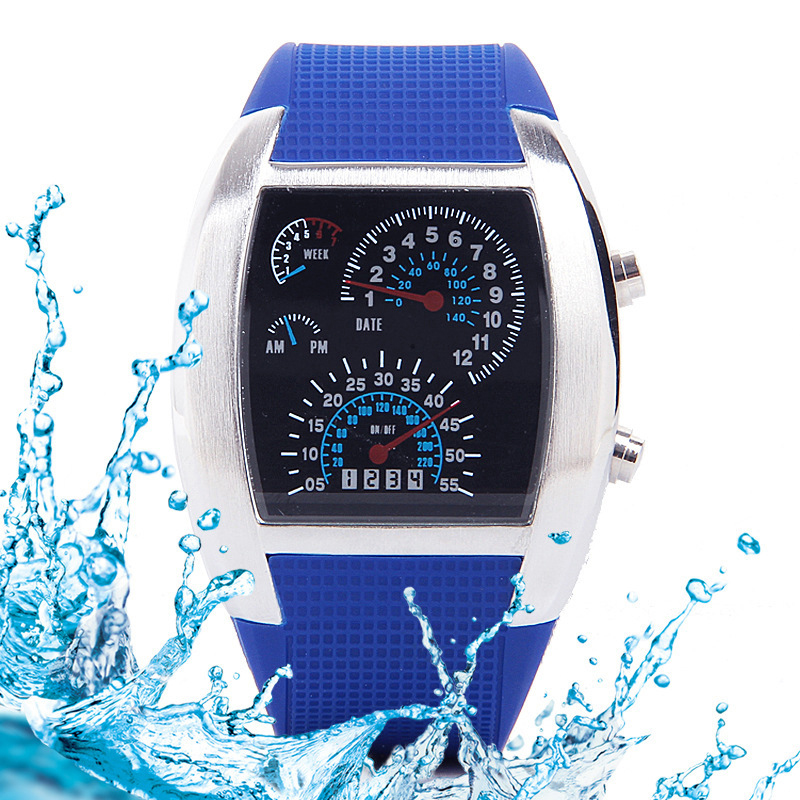 Fashion Dash Board Led flight Table Creative Sports Car dial digital Watch Personality Sector Watch