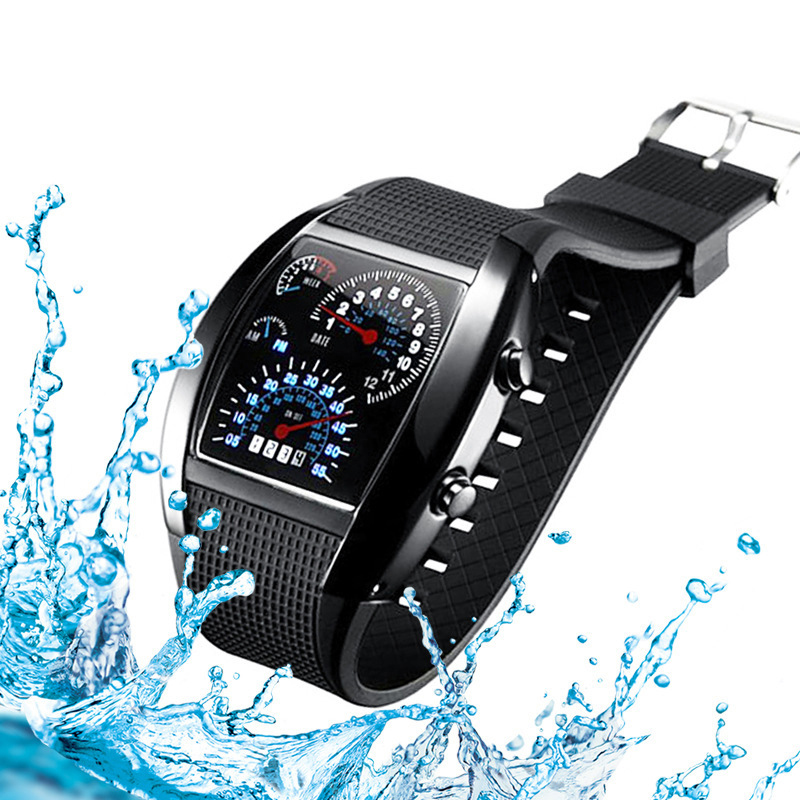 Fashion Dash Board Led flight Table Creative Sports Car dial digital Watch Personality Sector Watch