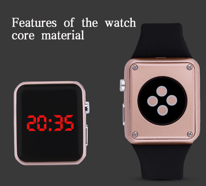Outdoor Swim Waterproof Silica gel LED Watch fashion Student Apple Mirror digital Watch