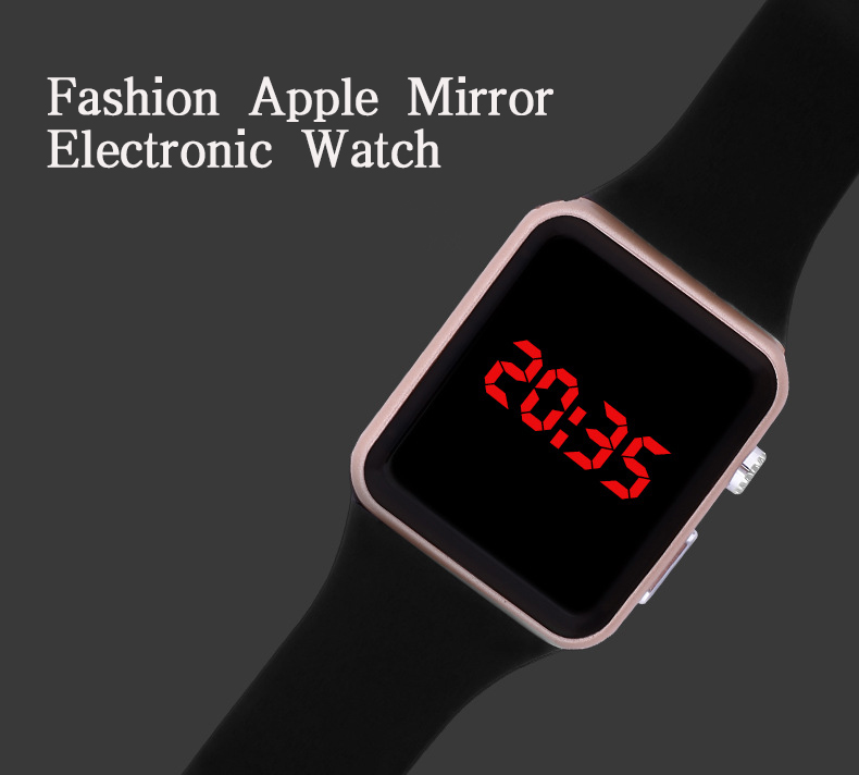 Outdoor Swim Waterproof Silica gel LED Watch fashion Student Apple Mirror digital Watch