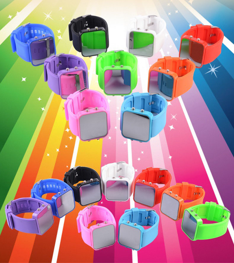 Fashion led mirror Cool Table Trend Student Digital Watch Creative Couple Make up Watch