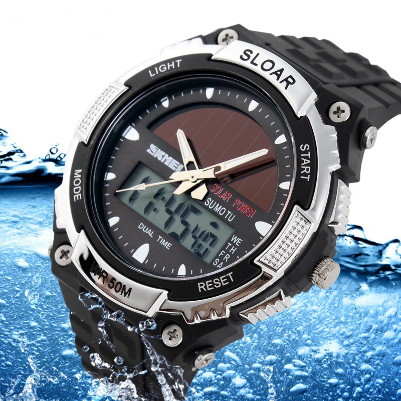 Outdoor Movement Fashion Solar energy Watch Waterproof Double Machine electronic Trend Student Watch