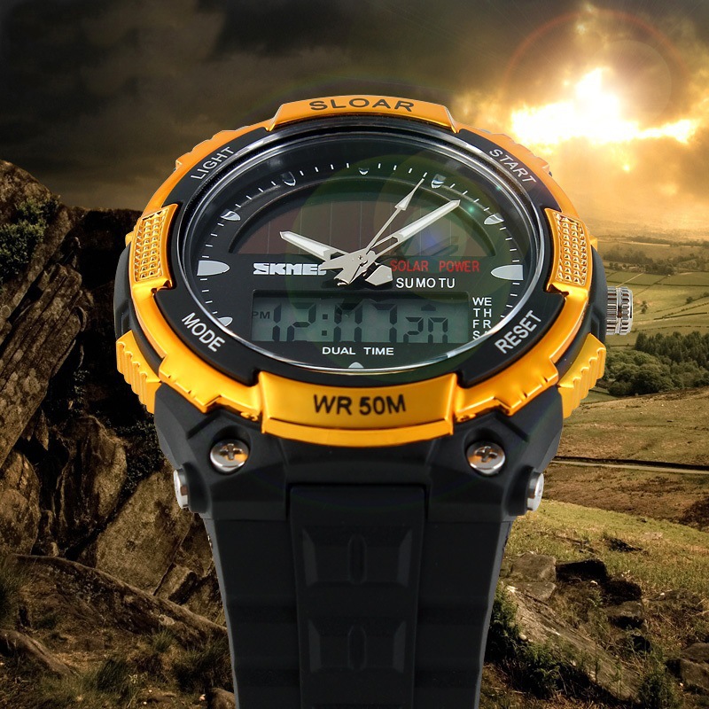 Outdoor Movement Fashion Solar energy Watch Waterproof Double Machine electronic Trend Student Watch