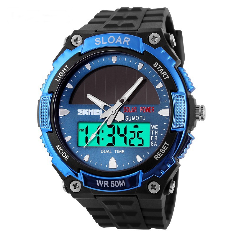 Outdoor Movement Fashion Solar energy Watch Waterproof Double Machine electronic Trend Student Watch