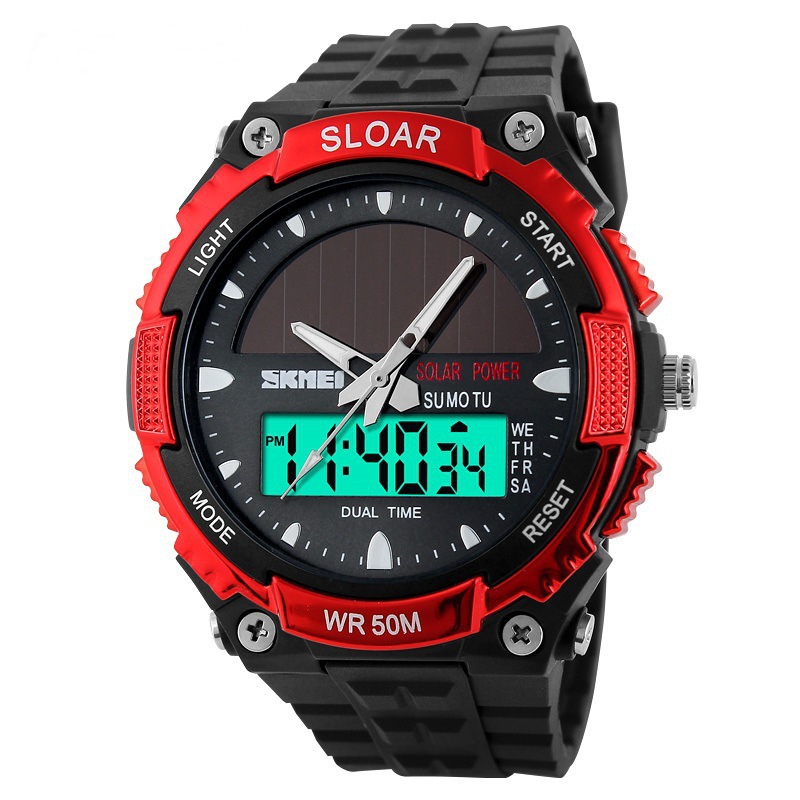 Outdoor Movement Fashion Solar energy Watch Waterproof Double Machine electronic Trend Student Watch