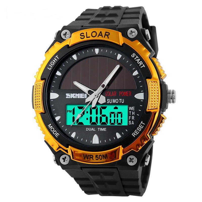 Outdoor Movement Fashion Solar energy Watch Waterproof Double Machine electronic Trend Student Watch