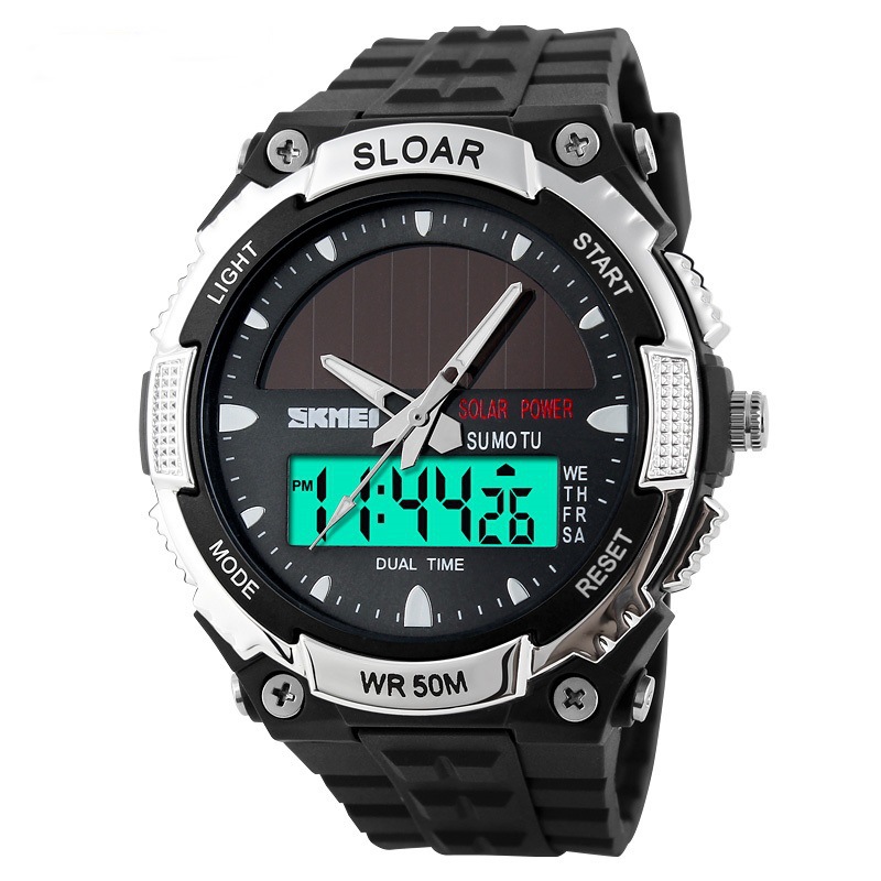 Outdoor Movement Fashion Solar energy Watch Waterproof Double Machine electronic Trend Student Watch