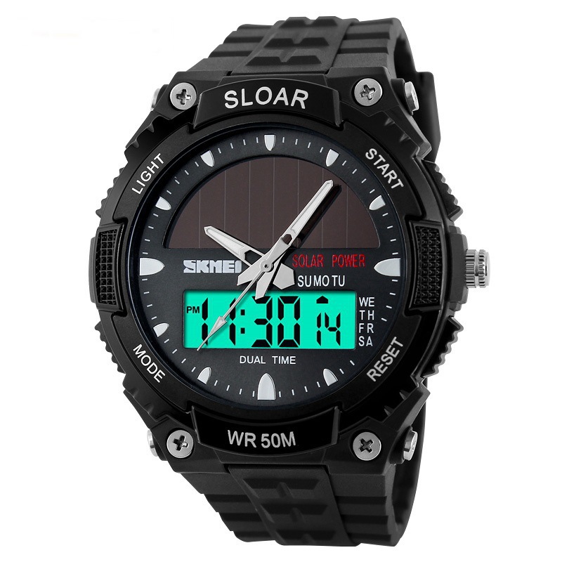 Outdoor Movement Fashion Solar energy Watch Waterproof Double Machine electronic Trend Student Watch