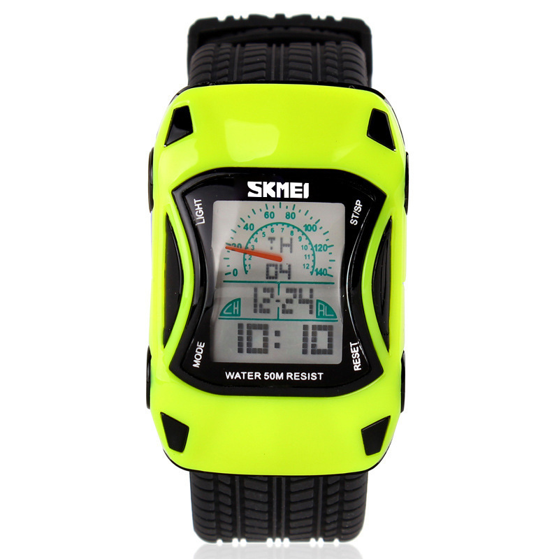 Colorful student waterproof Watch personality Creative Cartoon car Multifunction digital watch