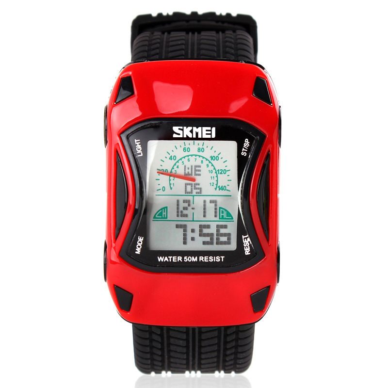 Colorful student waterproof Watch personality Creative Cartoon car Multifunction digital watch