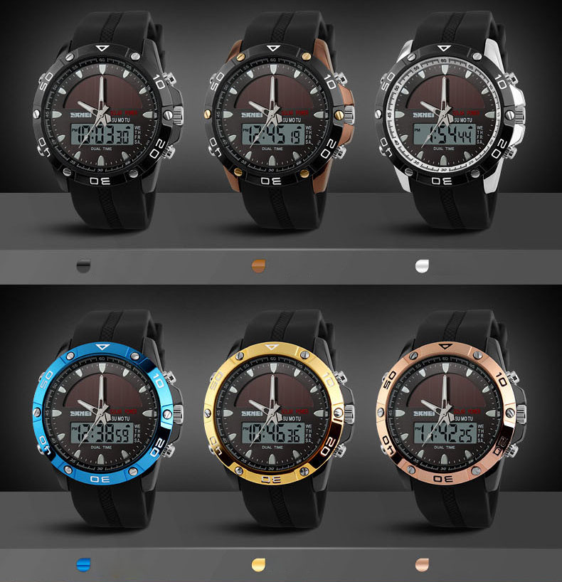 Solar Energy Watch Men trend Double Show digital Watch Outdoor Movement Waterproof Personality Watch