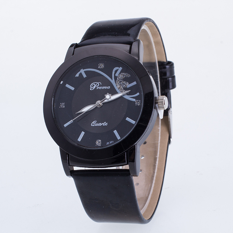 Fashion Trend PU Crystal Watch  Ms Bow Tie Pearl Watches