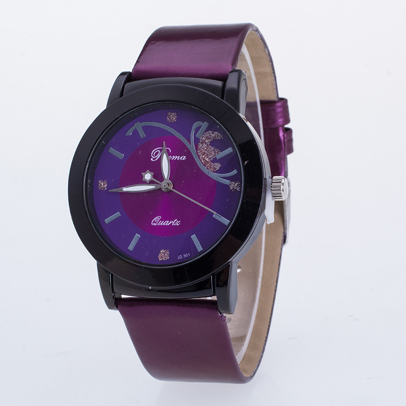 Fashion Trend PU Crystal Watch  Ms Bow Tie Pearl Watches