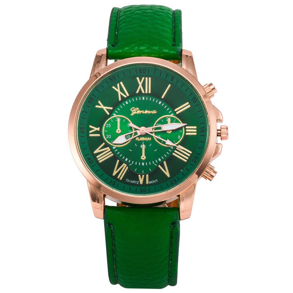 Three eyes Watch Retro Geneva student Couple On the table   Male and female Belt quartz trend Watch