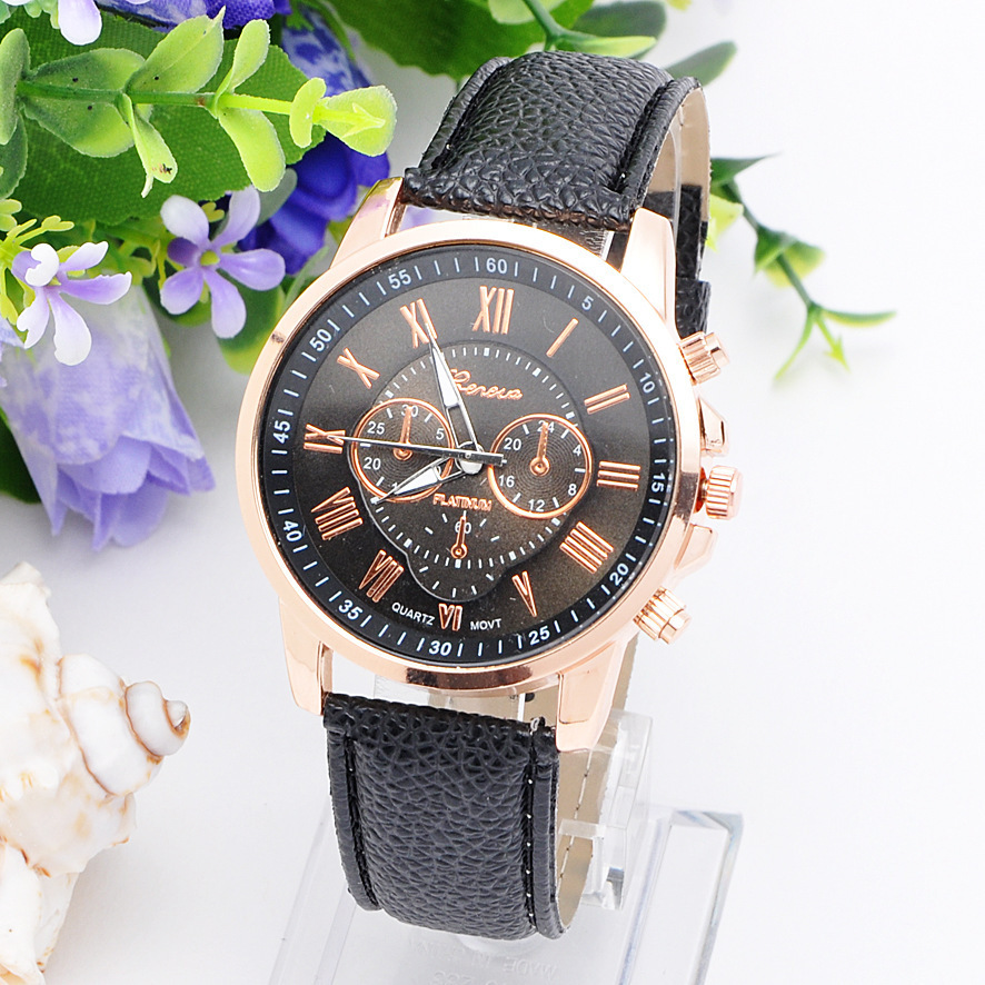 Three eyes Watch Retro Geneva student Couple On the table   Male and female Belt quartz trend Watch